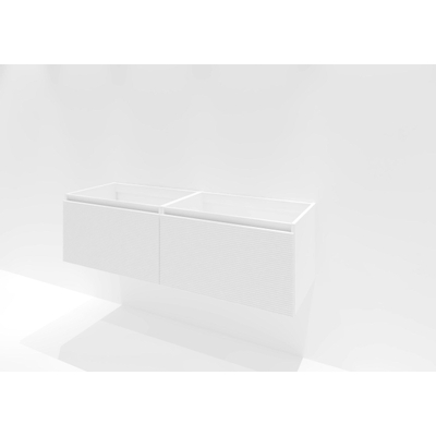 HR badmeubelen Matrix Wastafelonderkast - 140x44.8x40cm - 3D-front - 2 lades - greeploos met greeplijst - wit mat