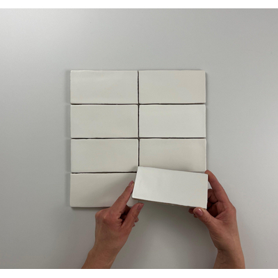 Cifre Ceramica Atlas wandtegel - 7.5x15cm - 8.5mm - Rechthoek - Wit/creme mat