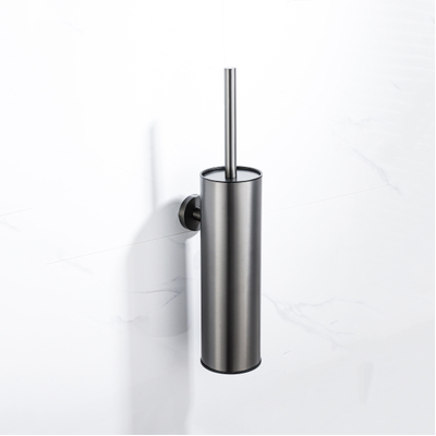 Fortifura Calvi toiletborstelhouder - gesloten model - wand - rond - Geborsteld Gunmetal PVD OUTLETSTORE