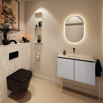 MONDIAZ TURE-DLUX 80cm toiletmeubel Plata. EDEN wastafel Ostra positie midden. Zonder kraangat.