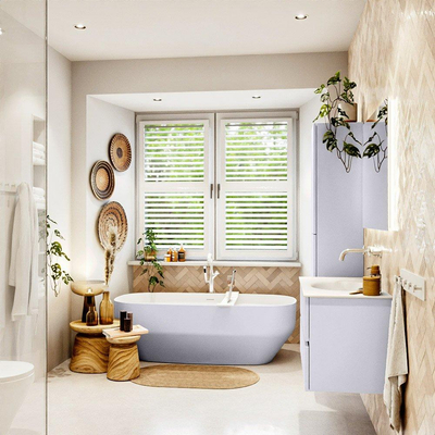 Mondiaz VICA Badkamermeubelset - 90cm - cale - 2 lades - Wastafel MOON - midden - zonder kraangat - kleur talc - XL versie 60cm hoog