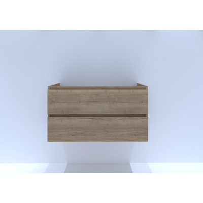 HR badmeubelen Infinity Wastafelonderkast - 100x44.8x55cm - 2 lades - greeploos - natuur eiken