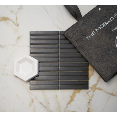 The Mosaic Factory Sevilla mozaïektegel - 29.6x29.9cm - wandtegel - Rechthoek - Porselein Carbon Gray Mat