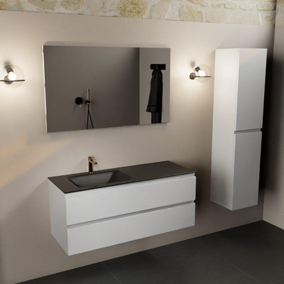 Mondiaz Aivy badmeubelset - 120x45x50cm - 1 kraangat - 1 wasbak urban Solid surface - Links - 2 lades - Met spiegel - MDF Talc