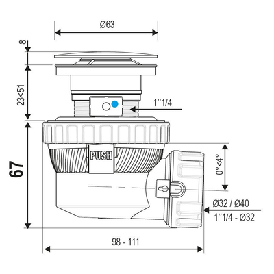 Mondiaz EASY Sifon - 6.7cm hoog- click sifon - rond - solid surface - Oro