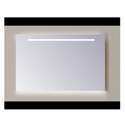 Sanicare Q-mirrors spiegel zonder omlijsting / PP geslepen 100 cm horizontale strook + Ambi licht onder warm white leds