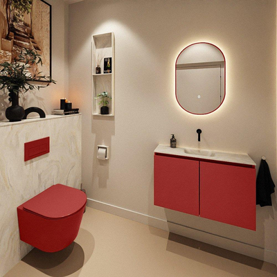 MONDIAZ TURE-DLUX 80cm toiletmeubel Fire. EDEN wastafel Ostra positie midden. Zonder kraangat.