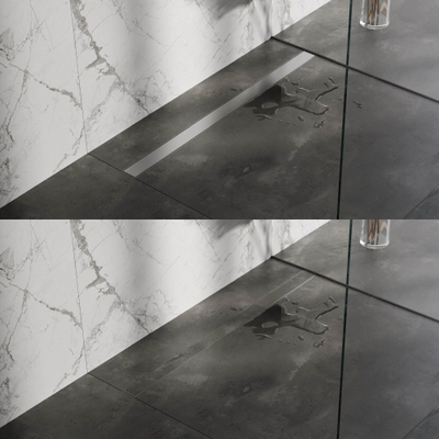 Brauer Douchegoot - 110x7.5cm - vloerflens - tegelinlegrooster omkeerbaar - RVS - geborsteld RVS