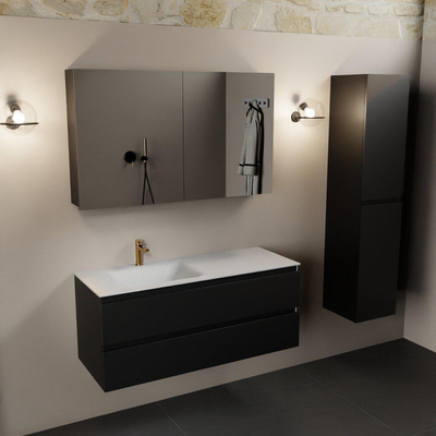 Mondiaz Aivy badmeubelset - 120x45x50cm - 1 kraangat - 1 wasbak talc Solid surface - Links - 2 lades - Met spiegelkast - MDF Urban