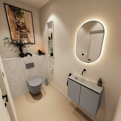 MONDIAZ TURE-DLUX 60cm toiletmeubel Smoke. EDEN wastafel Opalo positie links. Zonder kraangat.