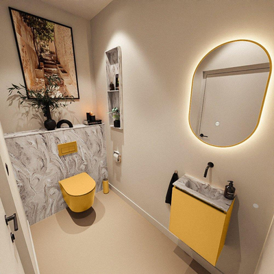MONDIAZ TURE-DLUX 40cm toiletmeubel Ocher. EDEN wastafel Glace positie midden. Zonder kraangat.