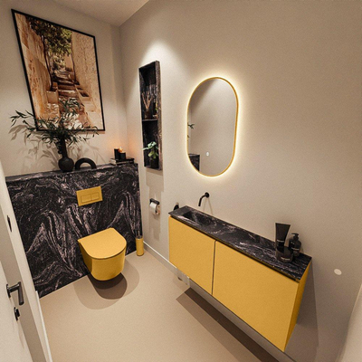 MONDIAZ TURE-DLUX 100cm toiletmeubel Ocher. EDEN wastafel Lava positie links. Zonder kraangat.