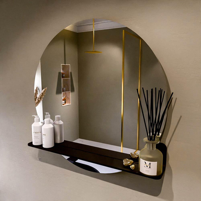 Mondiaz SPOT Badkamerspiegel - rond 80cm - spiegelplanchet - kleur Urban