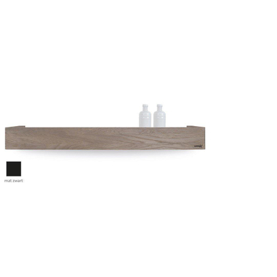 Looox Wood collection shelf BoX 90cm met bodemplaat zwart mat eiken zwart mat