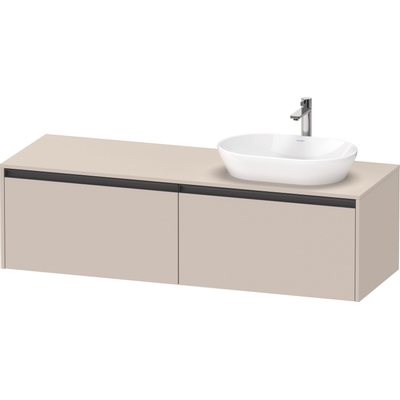 Duravit Ketho 2 wastafelonderbouwkast incl. consoleplaat met 2 laden voor waskom rechts 160x55x45.9cm met handgrepen antraciet taupe mat