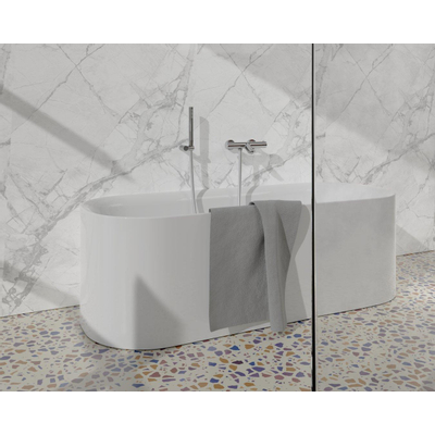 Fortifura Calvi Thermostatische badkraan met staafhanddouche, handdouchehouder en gladde doucheslang chroom