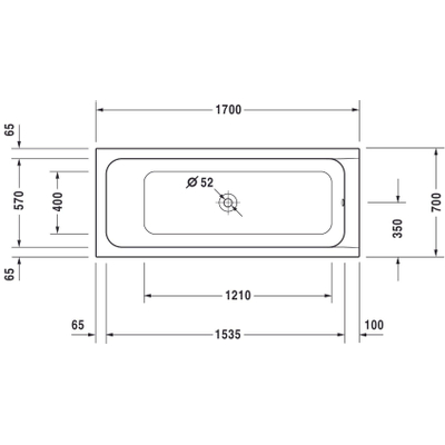 Duravit D Code bad acryl rechthoekig afvoer midden 170x70x40cm wit