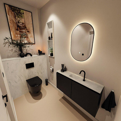 MONDIAZ TURE-DLUX 100cm toiletmeubel Urban. EDEN wastafel Opalo positie midden. Met 1 kraangat.