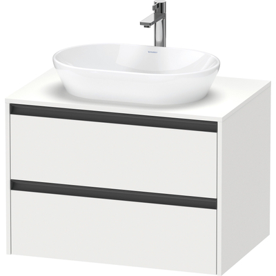 Duravit Ketho 2 wastafelonderbouwkast incl. consoleplaat met 2 laden 80x55x56.8cm met handgrepen antraciet wit mat