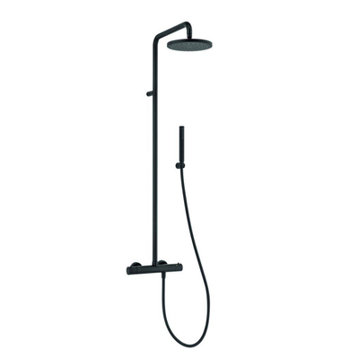 Plieger Napoli douchesysteem thermostatisch met hoofddouche Ø20cm met handdouche staafmodel m.1 stand mat zwart BU85RM2151NE