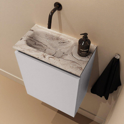 MONDIAZ TURE-DLUX 40cm toiletmeubel Cale. EDEN wastafel Glace positie links. Zonder kraangat.