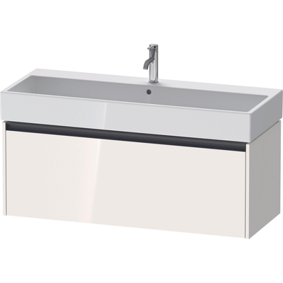 Duravit Ketho 2 wastafelonderbouwkast met 1 lade voor enkele wastafel 118.4x46x44cm met greep antraciet hoogglans wit