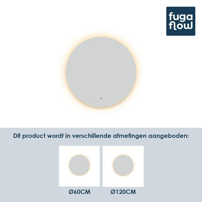 FugaFlow Caria badkamerspiegel LED - Met verlichting en verwarming - Rond - 120cm - 3000K - Wit