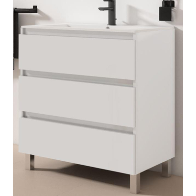 Adema Chaci PLUS Wastafelonderkast - 80x86x46cm - 3 lades - Geintegreerde greep - MDF - mat wit