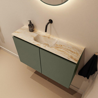 MONDIAZ TURE-DLUX 80cm toiletmeubel Army. EDEN wastafel Frappe positie midden. Zonder kraangat.
