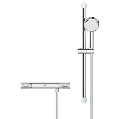 GROHE Grohtherm-1000 Performance renovatieset thermostatisch zonder koppelingen met glijstang 60cm en hoofddouche 2 standen chroom