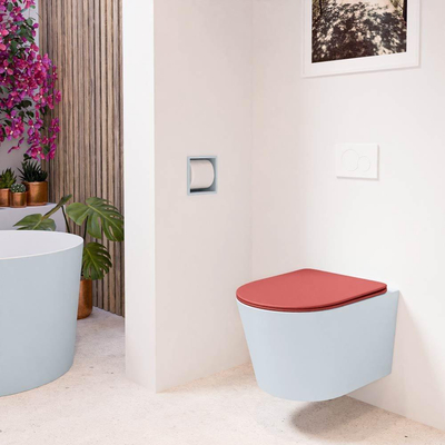 MONDIAZ LAVIE wandclosetpack - 36x53cm - diepspoel - rimless - clay (blauw) - softclose - quick-release - toiletzitting - Fire (rood)