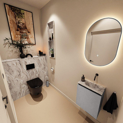 MONDIAZ TURE-DLUX 40cm toiletmeubel Plata. EDEN wastafel Glace positie rechts. Zonder kraangat.