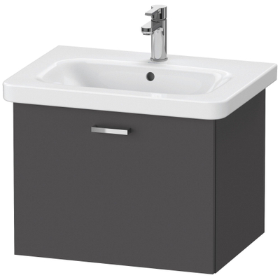 Duravit XBase Wastafelonderkast 58x44.8x44.8cm 1 lade Standaard greep met softclose spaanplaat Grafiet Mat