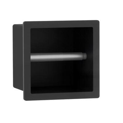 Fortifura Calvi Toiletrolhouder - inbouw - 17.3x17.3x15.3cm - Mat zwart