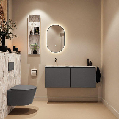 MONDIAZ TURE-DLUX 120cm toiletmeubel Dark Grey. EDEN wastafel Glace positie links. Zonder kraangat.
