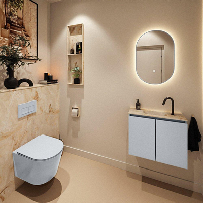 MONDIAZ TURE-DLUX 60cm toiletmeubel Clay. EDEN wastafel Frappe positie midden. Met 1 kraangat.