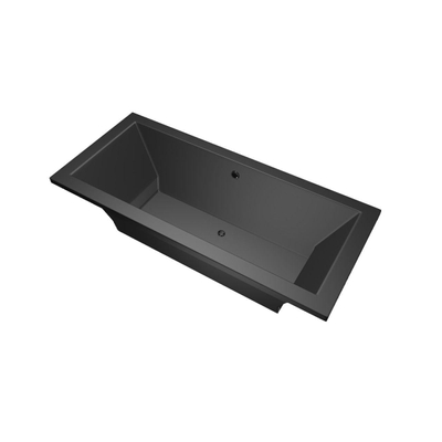 Xenz Society ligbad - 180x80cm - met overloop - zonder afvoer - Acryl Ebony mat