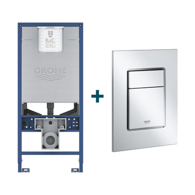 GROHE Rapid SLX inbouwreservoir met frame netspanning- en douchewc aansluiting inclusief GROHE Skate cosmopolitan bedieningsplaat Chroom