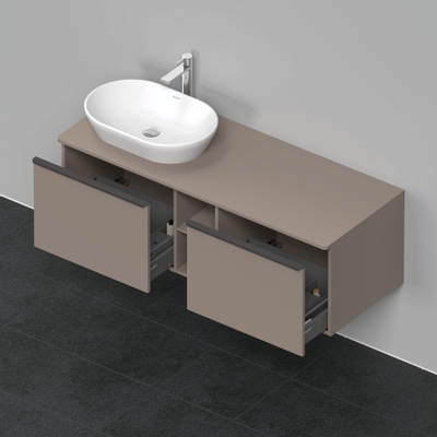 Duravit D-Neo wastafelonderkast 140x45.9x55cm 2 lades Basalt Mat