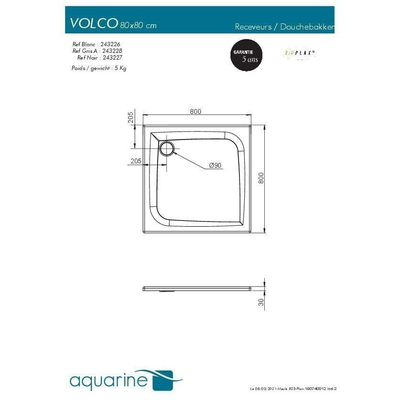 Allibert Mooneo douchebak 80x80cm vierkant zwart