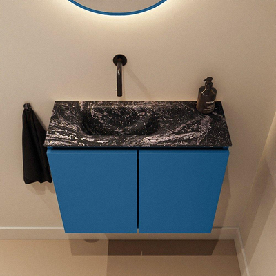 MONDIAZ TURE-DLUX 60cm toiletmeubel Jeans. EDEN wastafel Lava positie links. Zonder kraangat.
