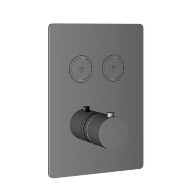 Hotbath Cobber afbouwdeel inbouwthermostaat met 2 pushbuttons zwart chroom