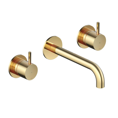 Hotbath Cobber afbouwdeel met inbouwdeel wastafelmengkraan 3 gats en 18 cm uitloop gepolijst messing SHOWROOMMODEL