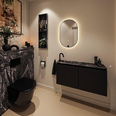 MONDIAZ TURE-DLUX 100cm toiletmeubel Urban. EDEN wastafel Lava positie links. Met 1 kraangat.