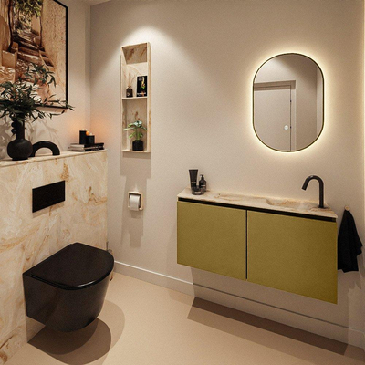 MONDIAZ TURE-DLUX 100cm toiletmeubel Oro. EDEN wastafel Frappe positie rechts. Met 1 kraangat.