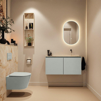 MONDIAZ TURE-DLUX 100cm toiletmeubel Greey. EDEN wastafel Frappe positie rechts. Zonder kraangat.