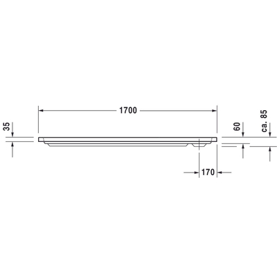 Duravit D Code douchebak 170x75x8.5cm acryl rechthoekig wit