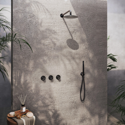 Hotbath Archie Complete Doucheset - inbouw - thermostatisch - 2 stopkranen - geborsteld gunmetal PVD