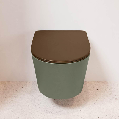 MONDIAZ LAVIE wandclosetpack - 36x53cm - diepspoel - rimless - Army (groen) - softclose - quick-release - toiletzitting - Rust (rood)
