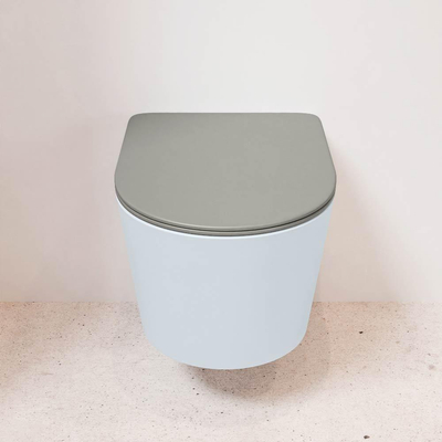 MONDIAZ LAVIE wandclosetpack - 36x53cm - diepspoel - rimless - clay (blauw) - softclose - quick-release - toiletzitting - Smoke (grijs)